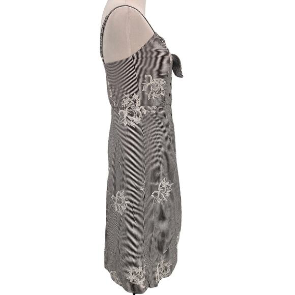 Ali & Jay Women's Striped Button Button Front Bow Tie Aline Dress Size Small - Picture 7 of 10